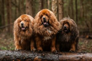 Drie Tibetaanse Mastiff honden